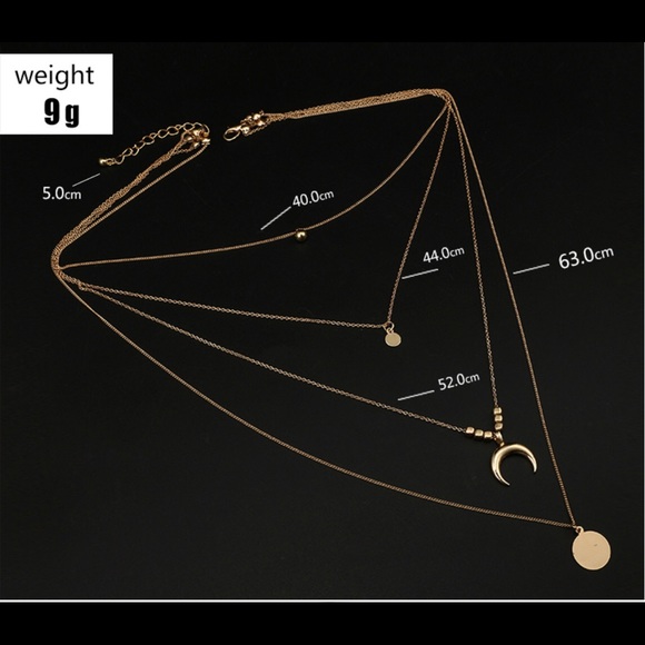 3/$30 Gold Moon Pendant Layered Necklace - Picture 9 of 10